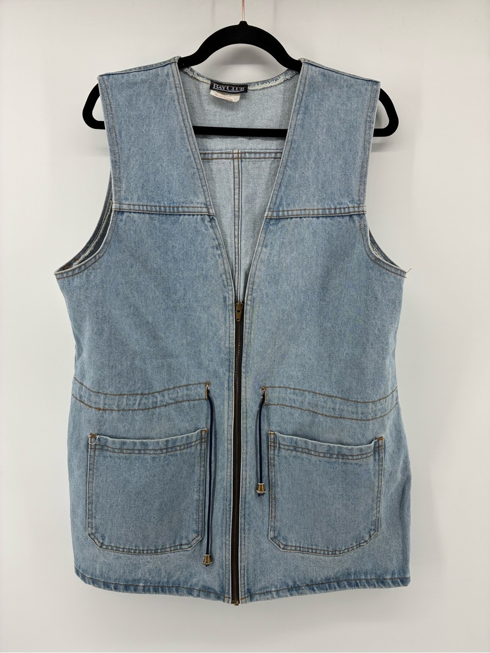 Vintage Bay Club Light Blue Denim Zip-Front Vest Made in Canada